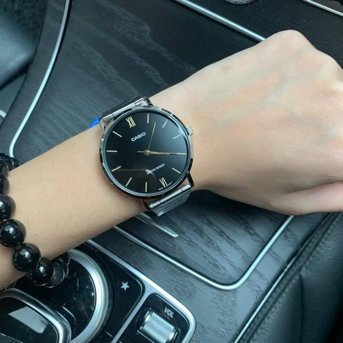 Casio MTP-VT01D-1BUDF Black Dial Stainless Steel Analog Quartz Men's Watch. - Timecheck