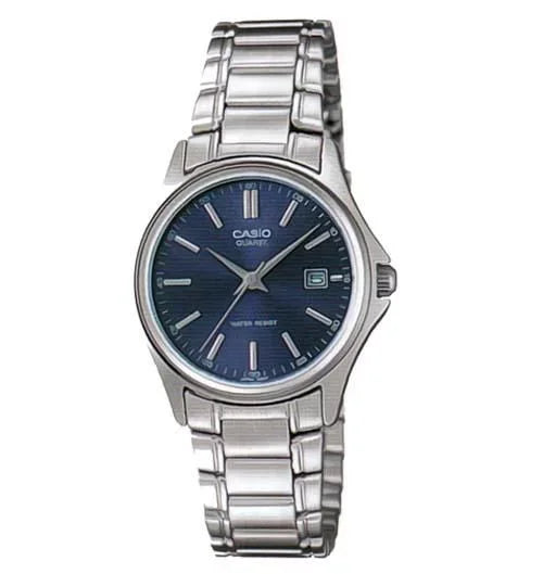 LTP-1183A-2ADF Casio Blue Dial Stainless Steel Chain Analog Quartz Women's Watch.