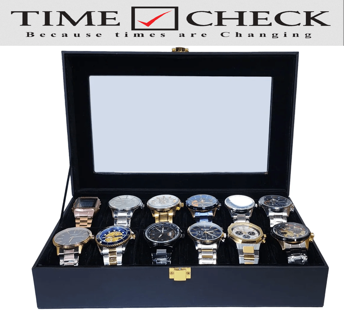 12 Grid Watch Organizer in Best Quality PU Leather Material - Timecheck