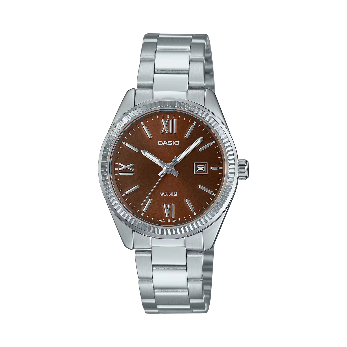 LTP-1302DD-5AVDF Casio Brown Dial Stainless Steel Analog Quartz Women's Watch.