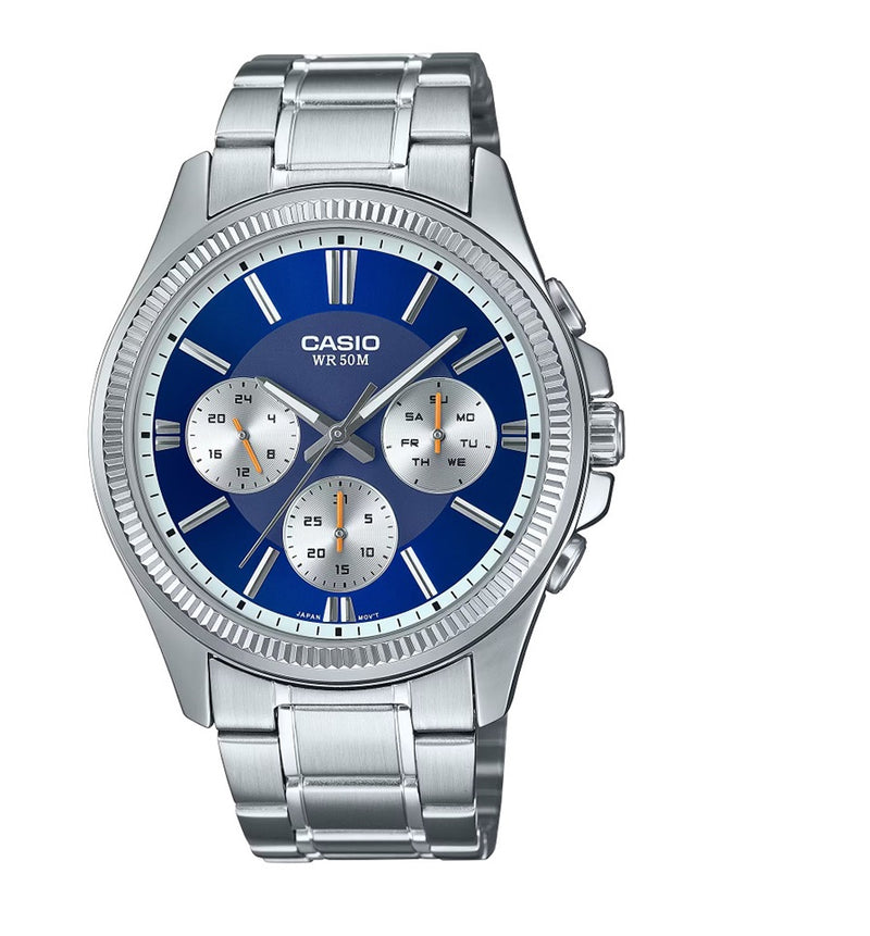 CASIO - MTP-1375D-2A1VDF BLUE Dial Quartz Multi Function Men's Watch. TIMECHECK