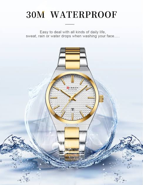 M:8439 Curren white Dial Silver,Gold Steel Chain Analog Quartz women  Watch.