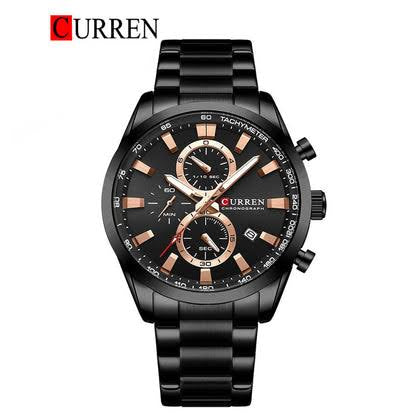 M:8445 Curren Stylish Roman BLACK Dial Chronograph Analog Quartz Men's Watch.