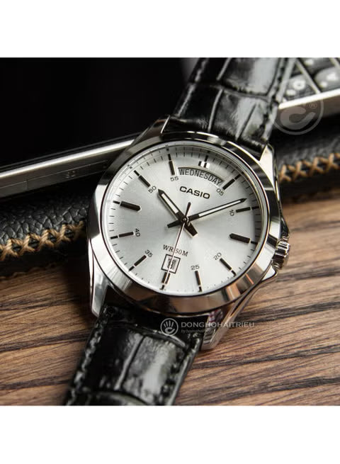MTP-1370L-7AVDF Casio Leather Strap Men’s Watch. - Timecheck