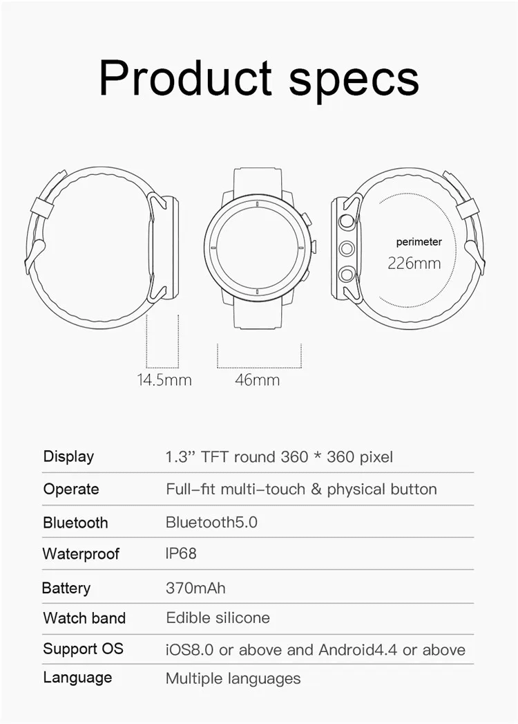 6001 CURREN Intelligent full touch screen waterproof smart watch For Men's & Women's. - Timecheck