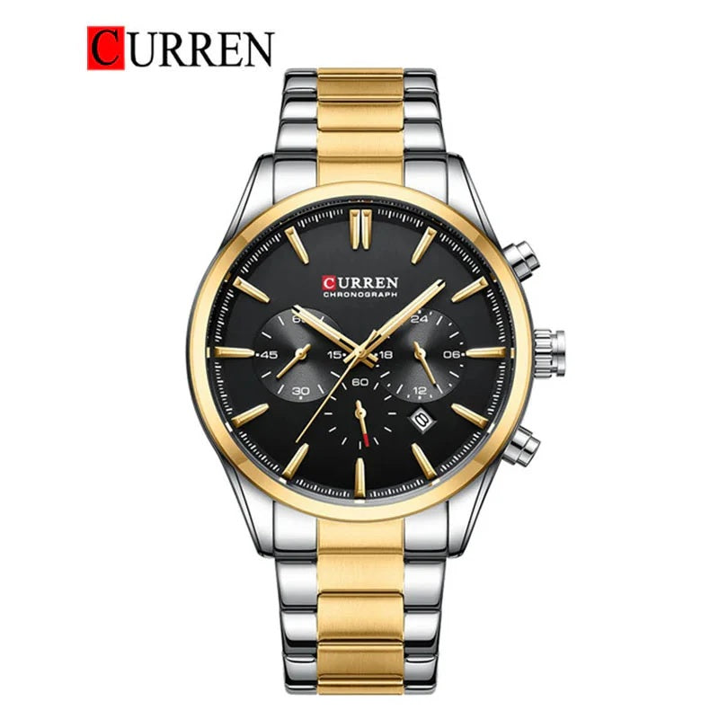 M:8446 Curren Stylish Roman Black Dial Chronograph Analog Quartz Men's ...