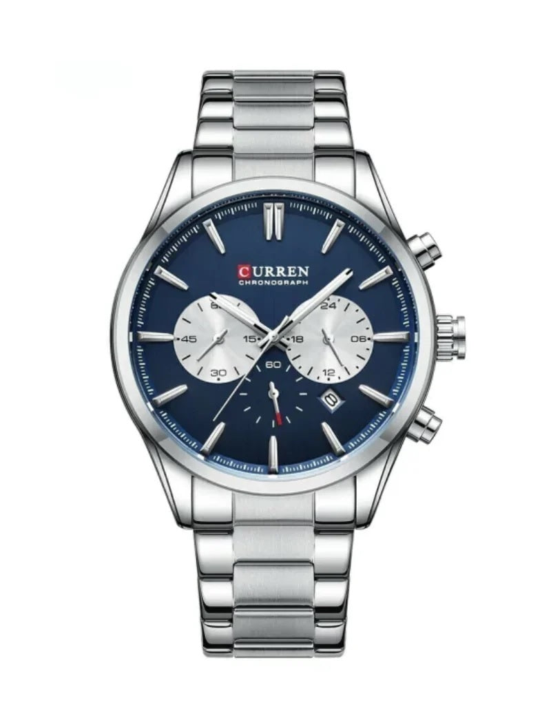 M:8446 Curren Stylish Roman BLUE Dial Chronograph Analog Quartz Men's Watch. TIMECHECK