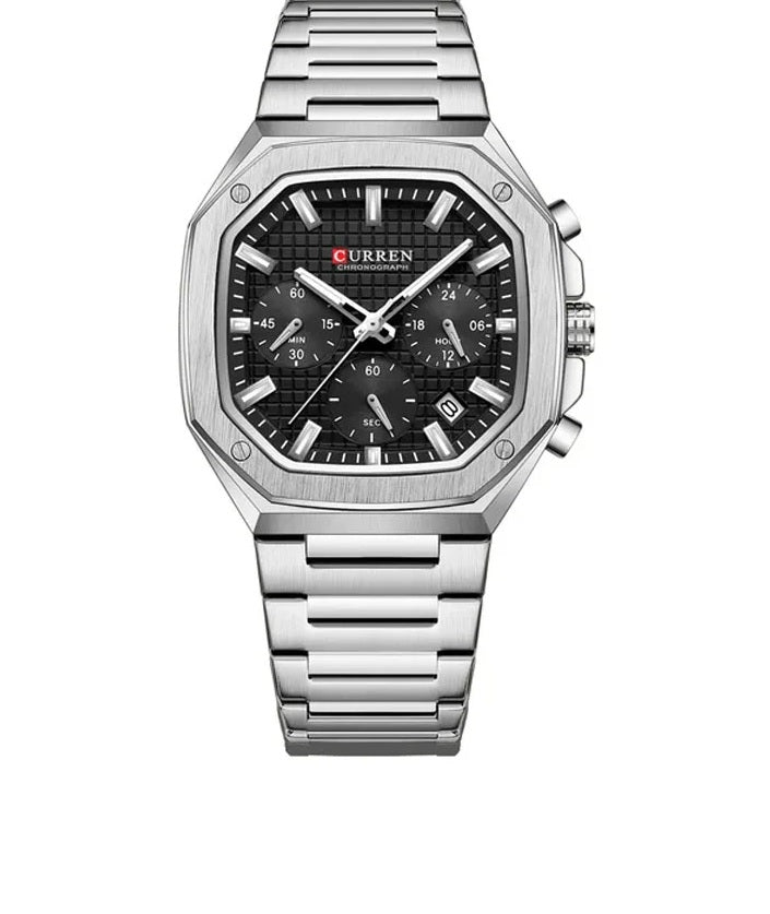 M:8459 Curren BLACK Color Dial Fashion Quartz Clock Analog Chronograph Men's Watch.