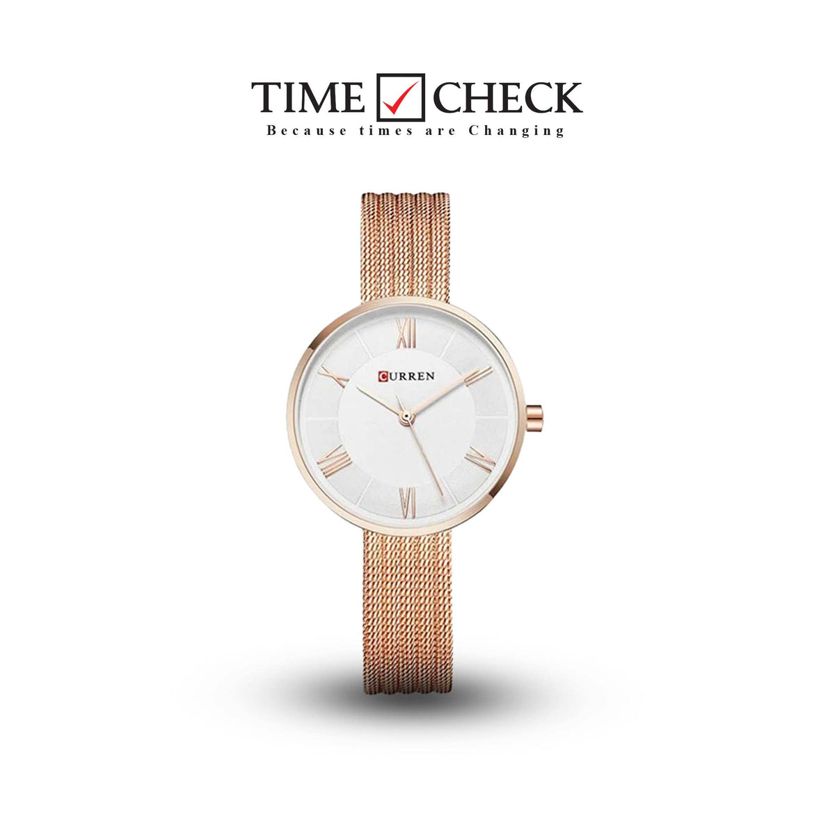 C9020L Curren White Dial rose gold Stainless Steel Band Analog Quartz Women's Watch.