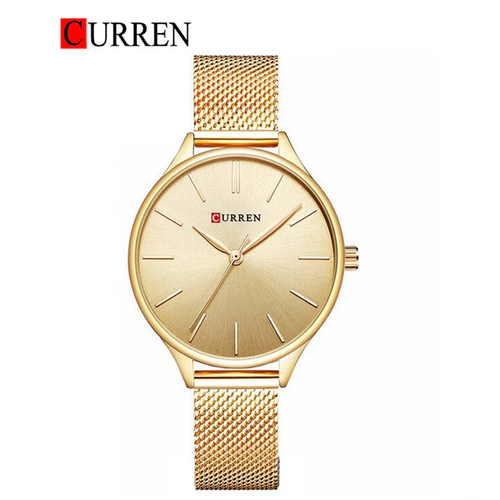 c-9024L Curren Golden Dial & golden Stainless Steel Chain Analog Quartz Women's Watch.