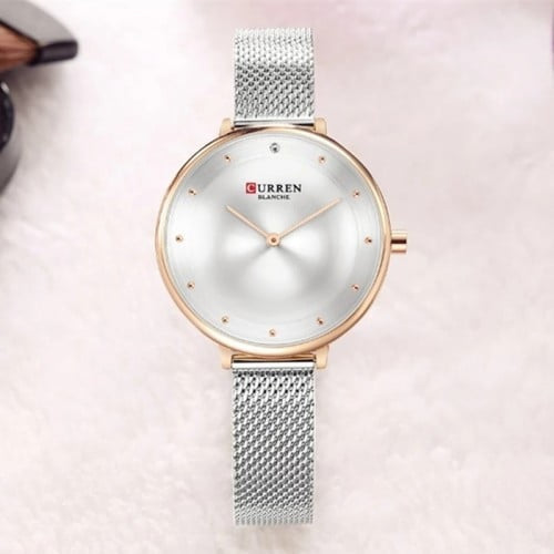 C-9029L Curren WHITE Dial TT Stainless Chain Steel Analog Quartz Women's Watch. TIMECHECK