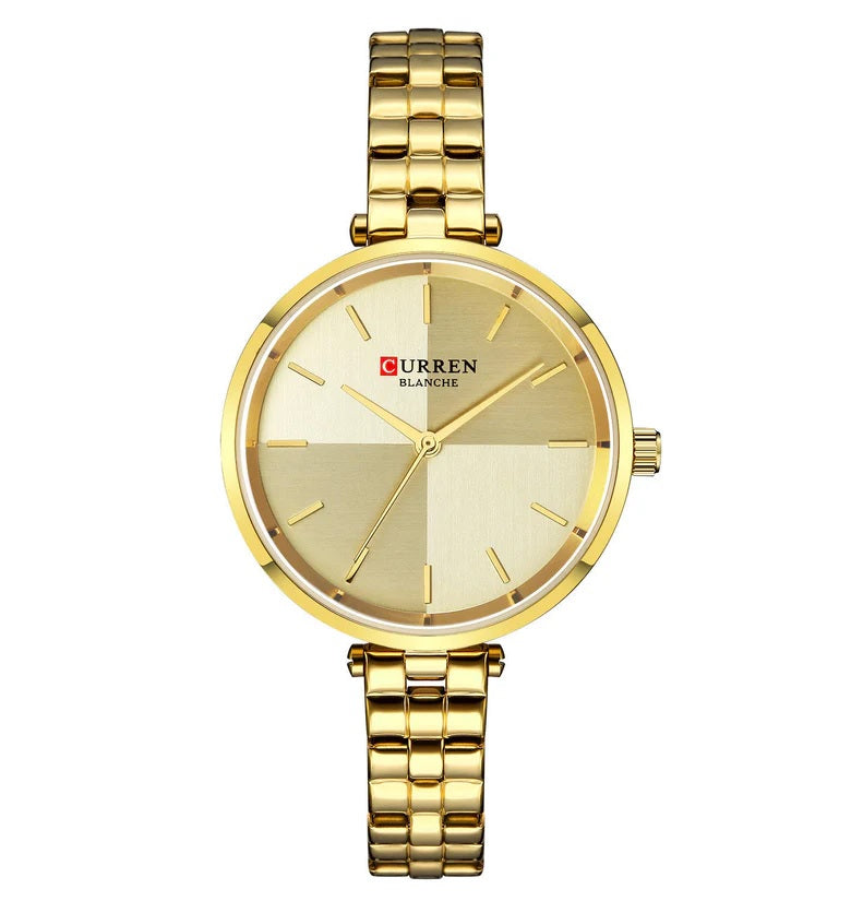 C-9043L Curren gold Dial & Gold Stainless Steel Chain Analog Quartz Women's Watch. TIMECHECK