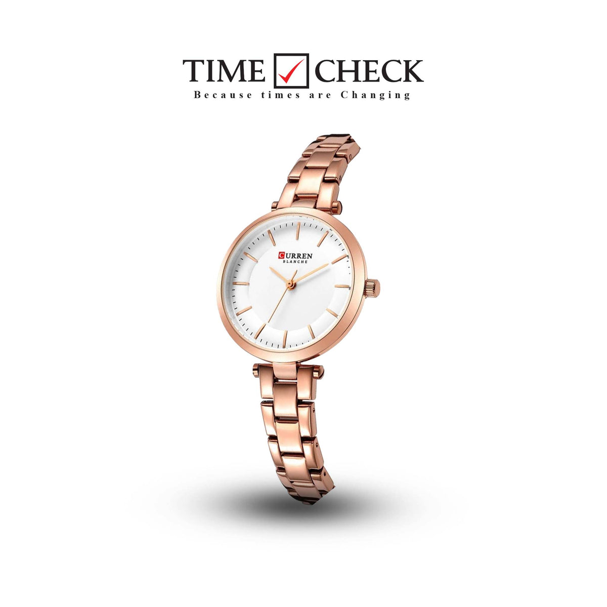 C-9054L Curren white Dial & rose-gold Stainless Steel Chain Analog Quartz Women's Watch. TIMECHECK