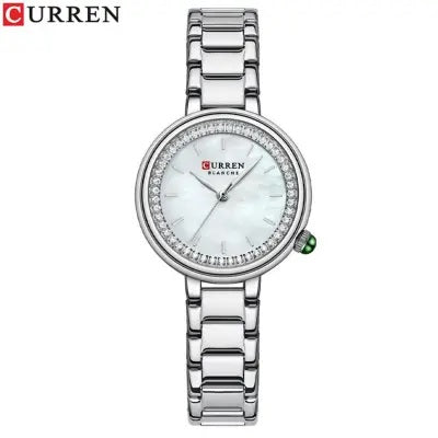 C9089L Curren SILVER Dial Silver Stainless Chain Steel Analog Quartz Women's Watch. TIMECHECK