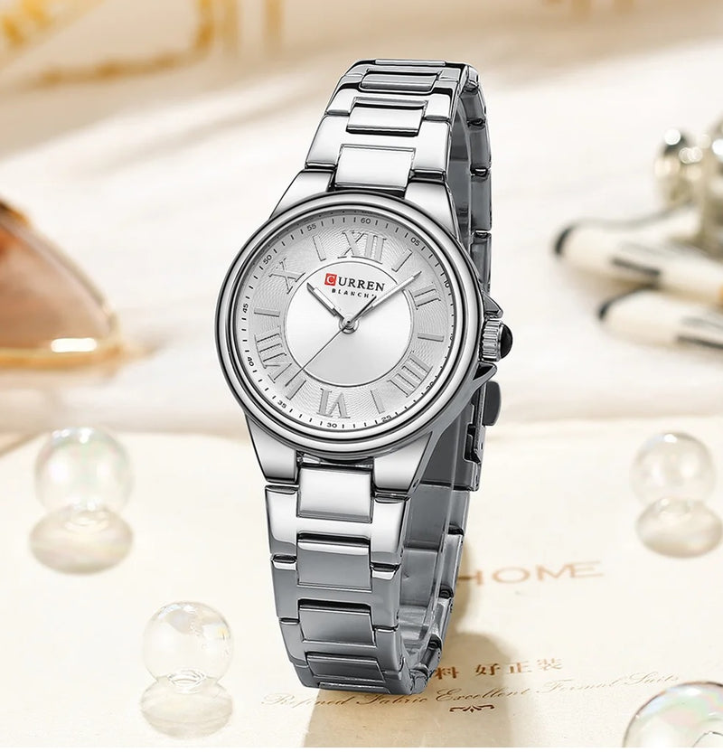 C-9091L Curren Silver Dial silver Stainless Steel Analog Quartz Women's Watch. TIMECHECK