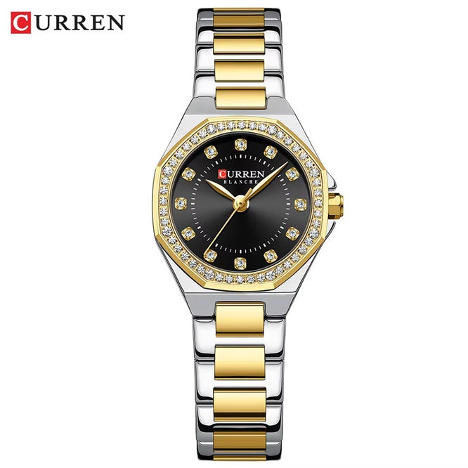 C-9100L Curren black Dial silvergold  Stainless Chain Steel Analog Quartz Women's Watch with brand {box&bag}