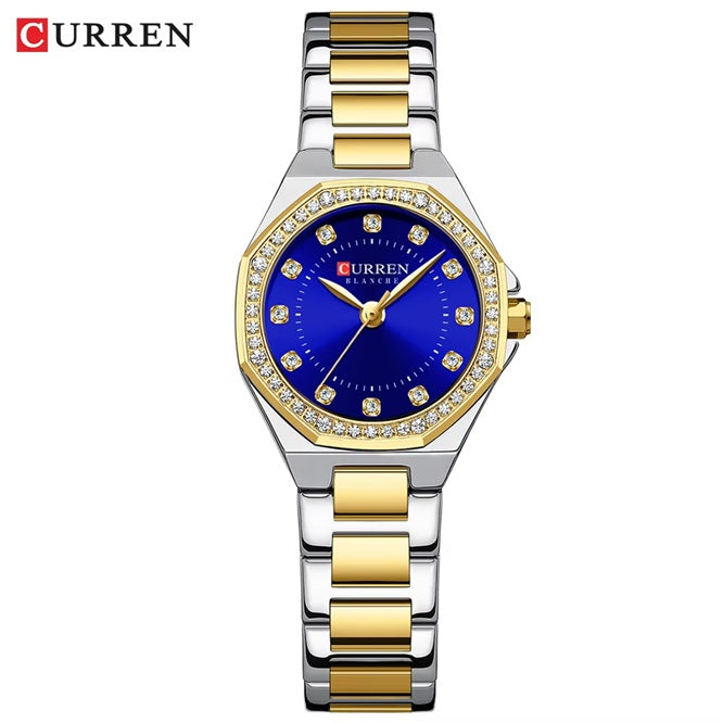 C-9100L Curren blue Dial silvergold  Stainless Chain Steel Analog Quartz Women's Watch with brand {box&bag}