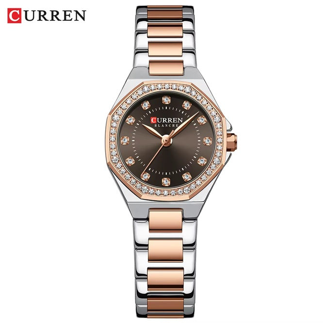 C-9100L Curren brown Dial silvergold  Stainless Chain Steel Analog Quartz Women's Watch with brand {box&bag}