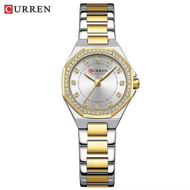 C-9100L Curren white Dial silvergold  Stainless Chain Steel Analog Quartz Women's Watch with brand {box&bag}