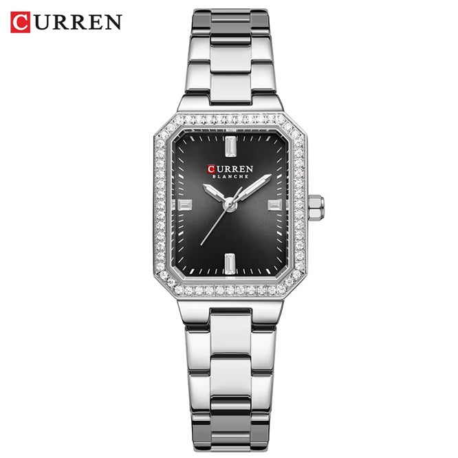 C-9102L Curren black Dial silver  Stainless Chain Steel Analog Quartz Women's Watch with brand{box&bag}