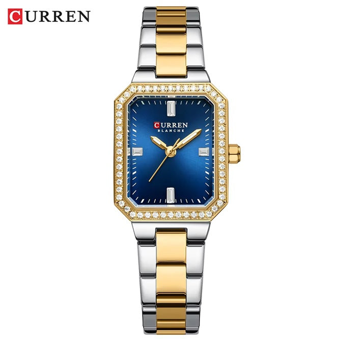 C-9102L Curren dark blue Dial silver/golden  Stainless Chain Steel Analog Quartz Women's Watch with brand{box&bag}