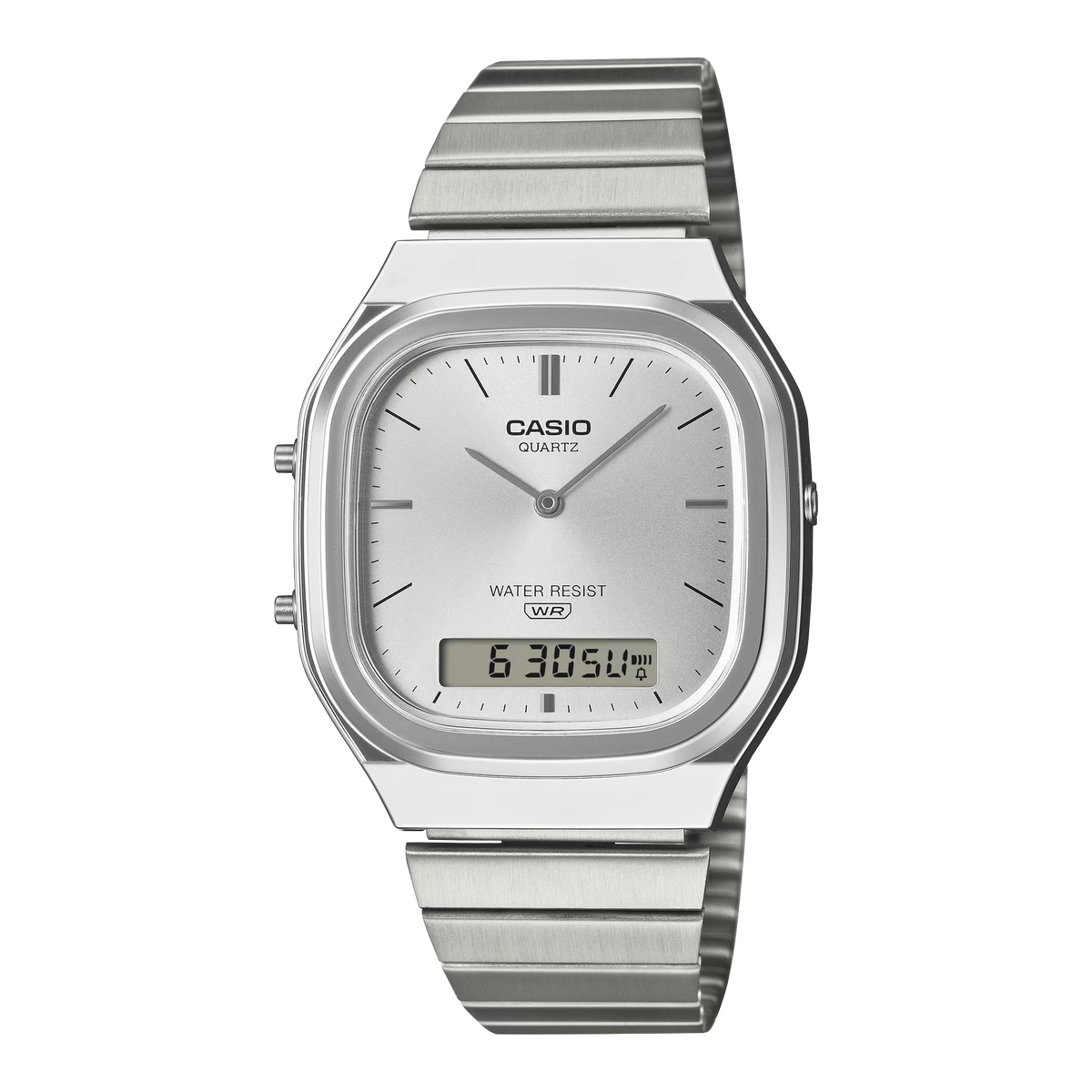 AQ-240E-7ADF Casio White Dial Silver Stainless Steel Chain Analog Men's Watch.