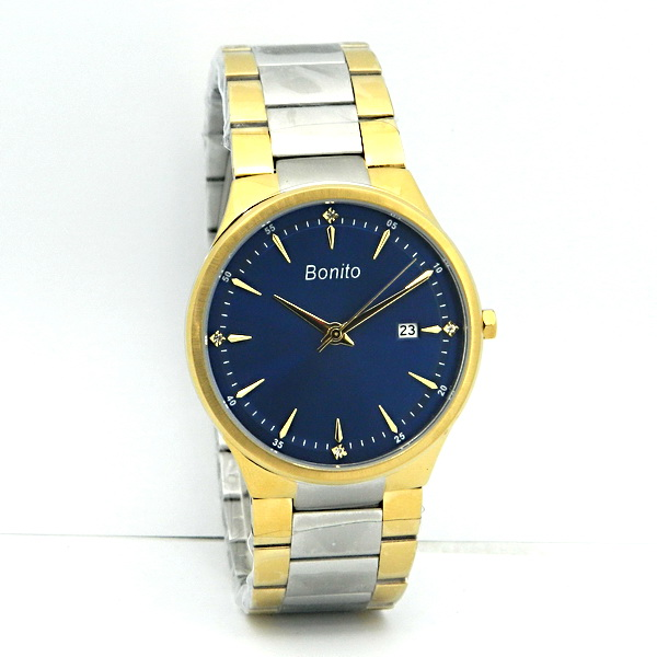 K-5149 Bonito Blue Dial Silver-Gold Stainless Steel Chain Analog Quartz Men's Watch.