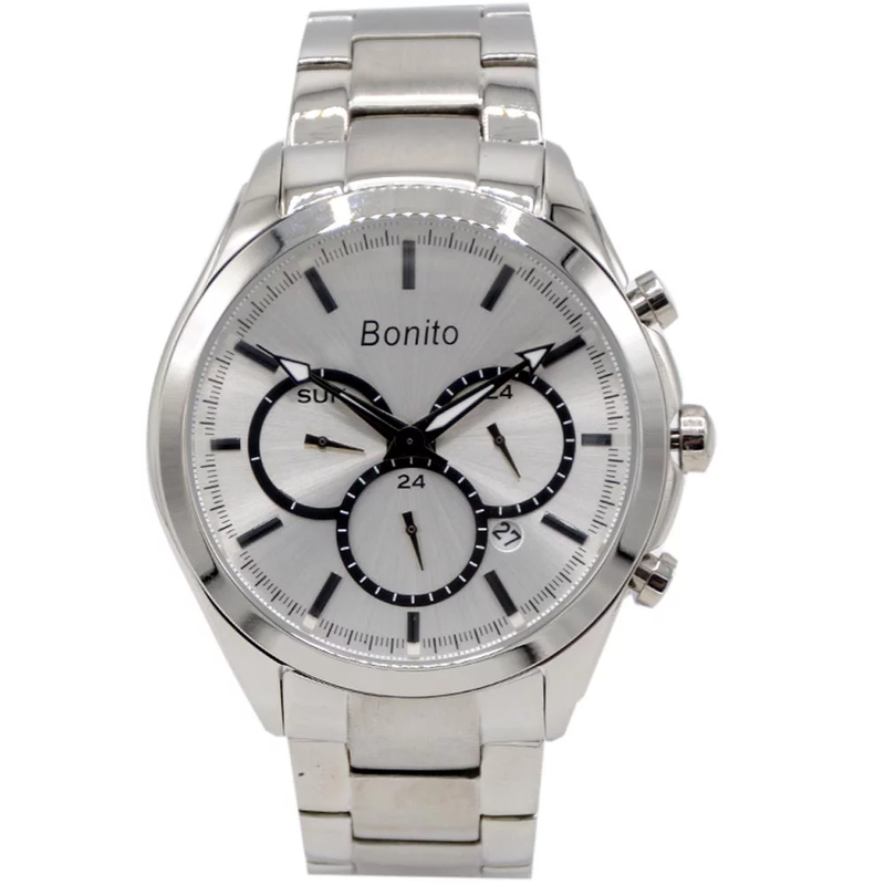 K-7007 BONITO Silver Dial Stainless Steel Chain Silver Analog Quartz Men's Watch. TIMECHECK