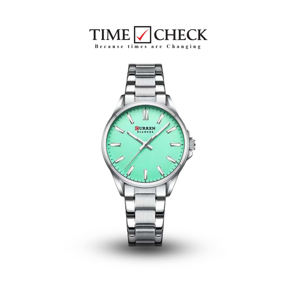 C-9090L Curren sea green Dial Silver Stainless Steel Analog Quartz Women's Watch. TIMECHECK