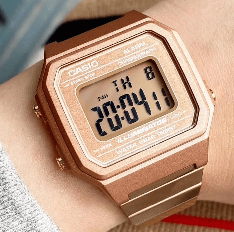 B650WC-5ADF Casio Vintage Rose Gold Dial & Band Resin Case digital Men's Watch. TIMECHECK