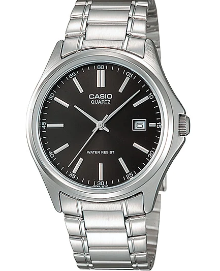 MTP-1183A-1ADF Casio Black Dial Silver Stainless Steel Analog Quartz Men's Watch.