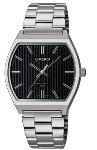 MTP-B140D-1AVDF Casio Black Dial Silver Stainless Steel Chain Analog Men's Watch.