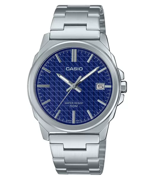 MTP-E720D-2AVDF Casio Blue Dial Silver Stainless Steel Analog Quartz Men's Watch.