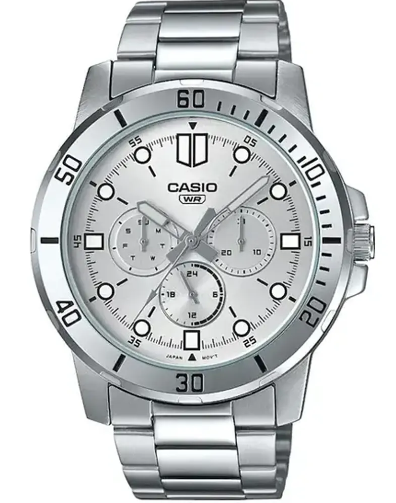 MTP-VD300D-7EUDF Casio Silver Dial Silver Stainless Steel Analog Quartz Men's Watch. TIMECHECK