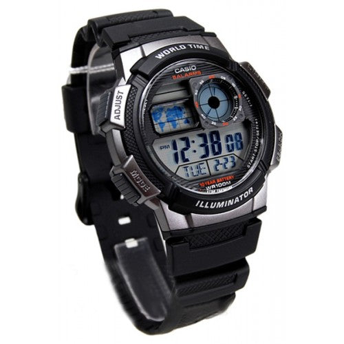 AE-1000W-1BVDF Casio Black Rubber Strap Sporty Digital Quartz Men's Watch. fashionable