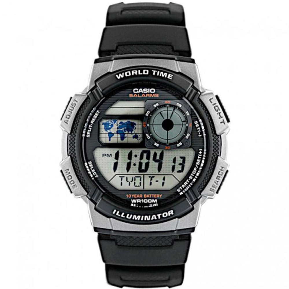 AE-1000W-1BVDF Casio Black Rubber Strap Sporty Digital Quartz Men's Watch.