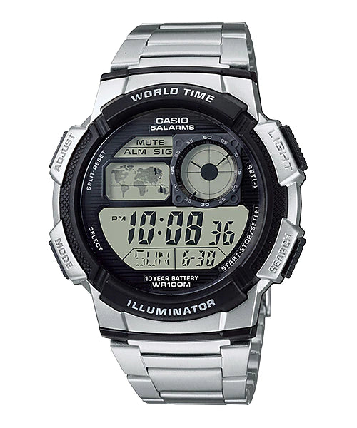 AE-1000WD-1AVDF Casio Gray Dial Stainless Steel Digital Quartz Men's Watch.