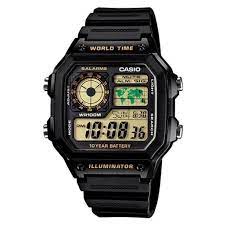 AE-1200WHD-1BVDF Casio Black Resin Digital Quartz Movement Men's Watch.