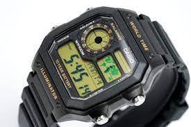 AE-1200WHD-1BVDF Casio Black Resin Digital Quartz Movement Men's Watch. TIMECHECK