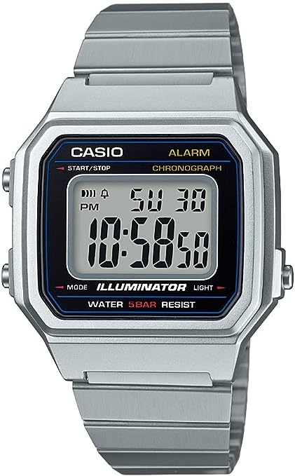 B650WD-1ADF Classic Digital Display Quartz Silver Men's Watch.