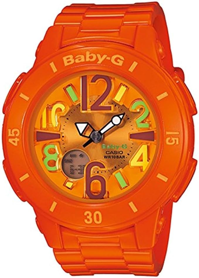 BGA-171-4B2DR Casio Analog-Digital Neon Orange Resin Band Women's Watch.