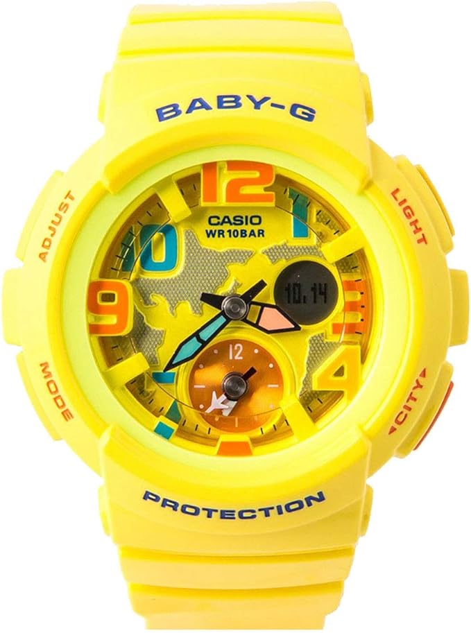 BGA-190-9BDR Casio BABY-G Analog-Digital Yellow Women's Watch.