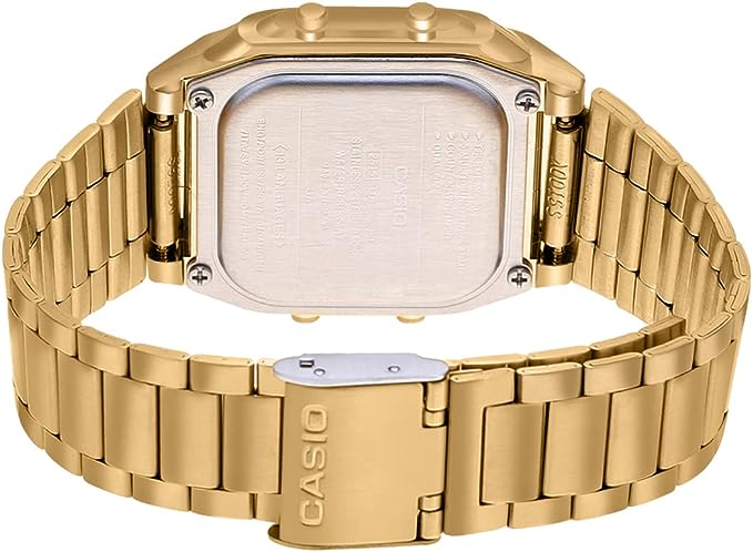 DB-360G-9ADF Casio Illuminator Stainless Steel Golden Band Digital Men's Watch. fashionable