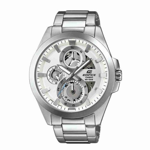 ESK-300D-7AVUDF Casio White Dial Stainless Steel Edifice Analog White Dial Men's Watch.