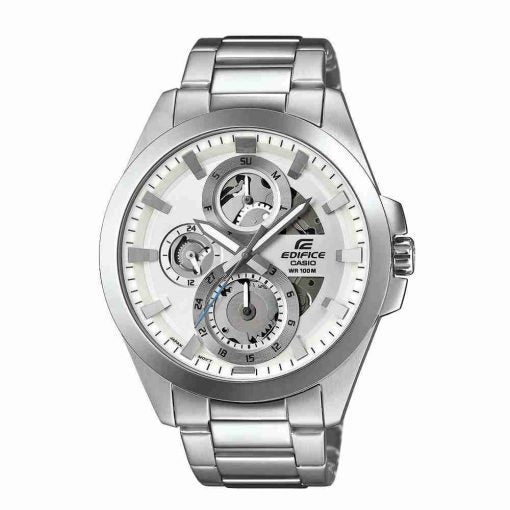 ESK-300D-7AVUDF Casio White Dial Stainless Steel Edifice Analog White Dial Men's Watch. fashionable