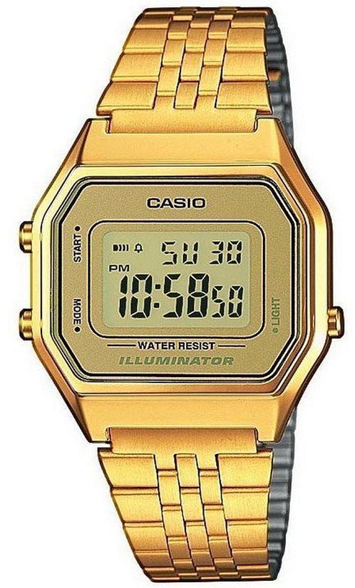 LA680WGA-9DF Casio Gold Dial Stainless Steel Digital Women's Watch.
