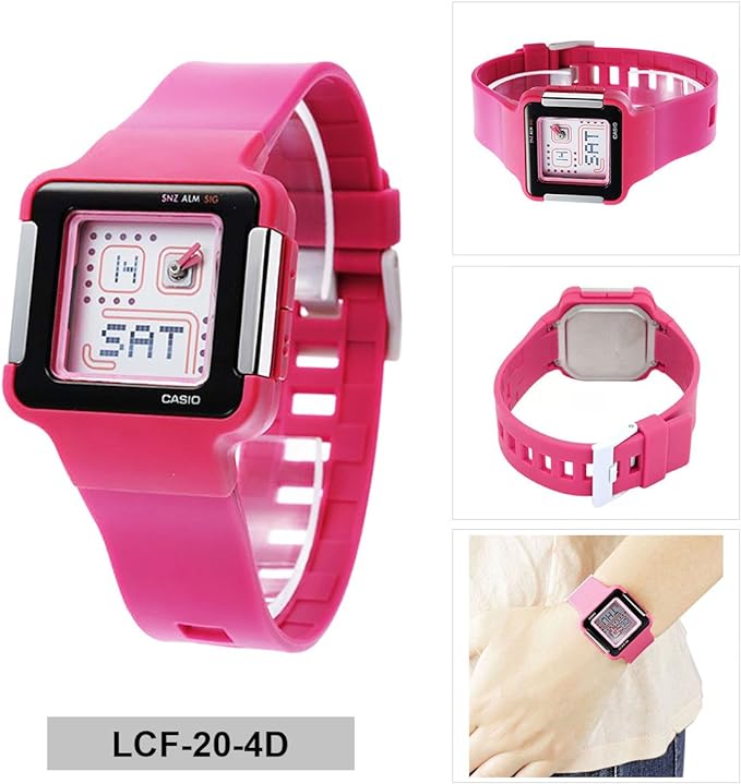 LCF-20-4DR Casio Analog Digital Pink POP TONE Resin Sports LED Women's Watch. TIMECHECK