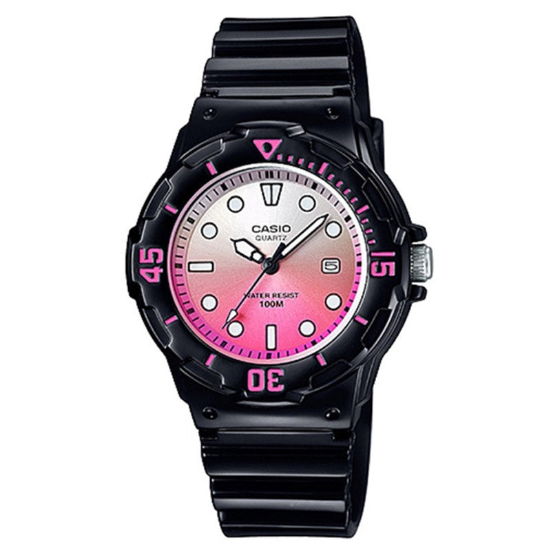 LRW-200H-4EVDR Casio Pink Dial Rubber Strap Analog Quartz Women's Watch.