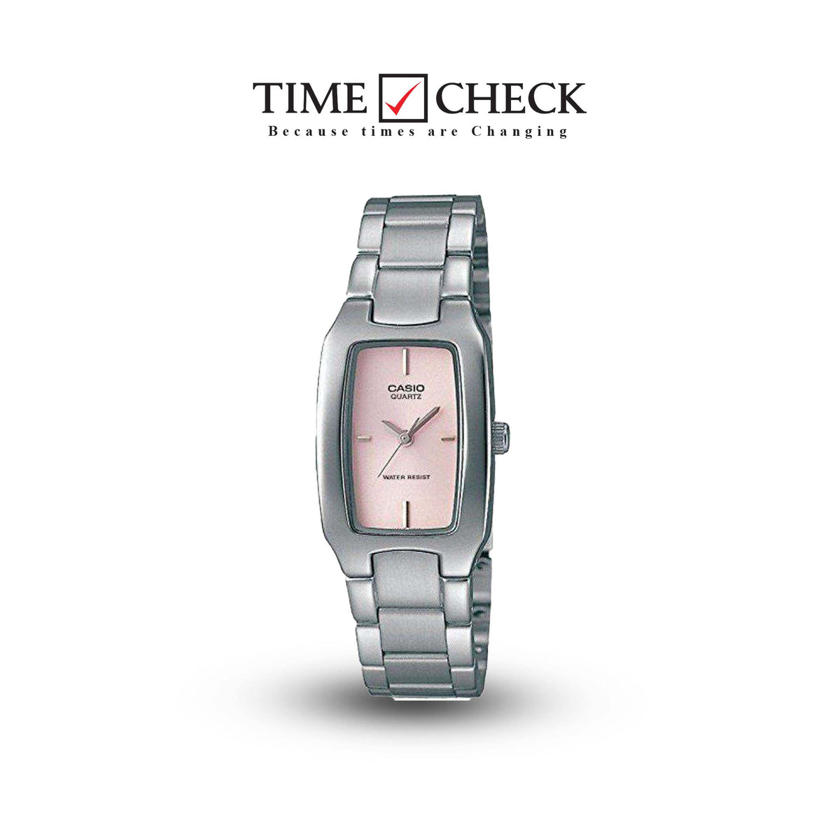 LTP-1165A-4CDF Casio Pink Dial Stainless Steel Analog Quartz Women's Watch. TIMECHECK