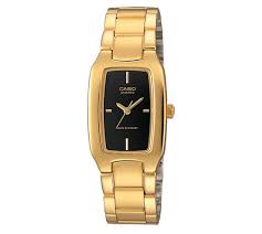 LTP-1165N-1CRDF Casio Black Dial Stainless Steel Golden Chain Analog Women's Watch. fashionable